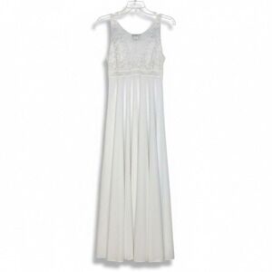 Vintage Saramal Lingerie Nightgown Long S White Lacey Nylon Boudoir Union Made